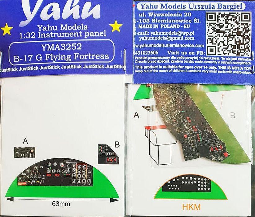 Yahu Models YMA3252 1/32 B-17G Flying Fortress Instrument Panel for HK Models - SGS Model Store