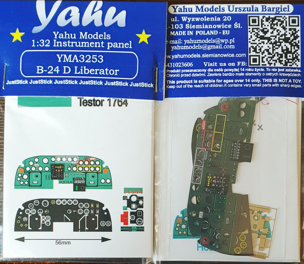 Yahu Models YMA3253 B-24D Liberator Instrument Panel 1/32