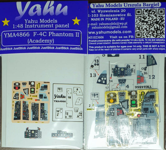 Yahu Models YMA4866 F-4C Phantom Instrument Panel 1/48