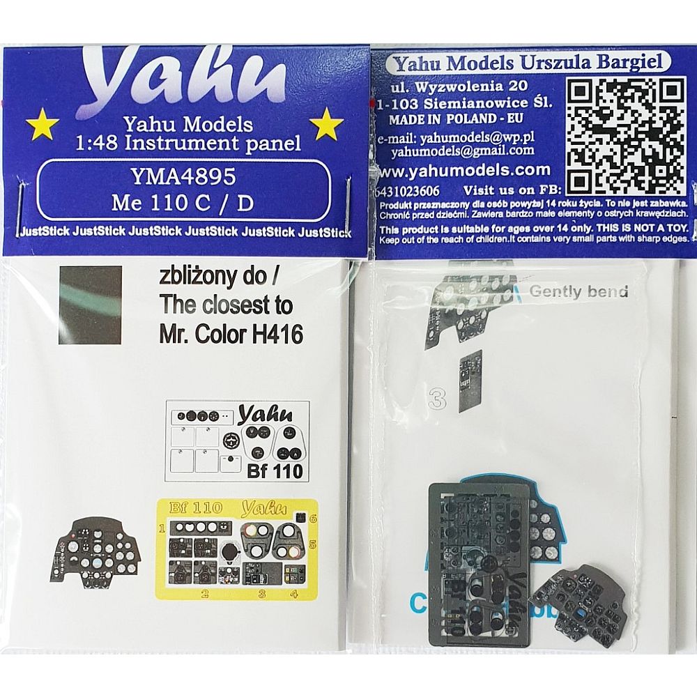 Yahu Models YMA4895 1/48 Me 110 C/D Instrument Panel for Cyber Hobby