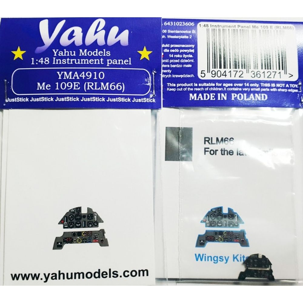 Yahu Models YMA4910 Me 109E (RLM66) Instrument Panel 1/48