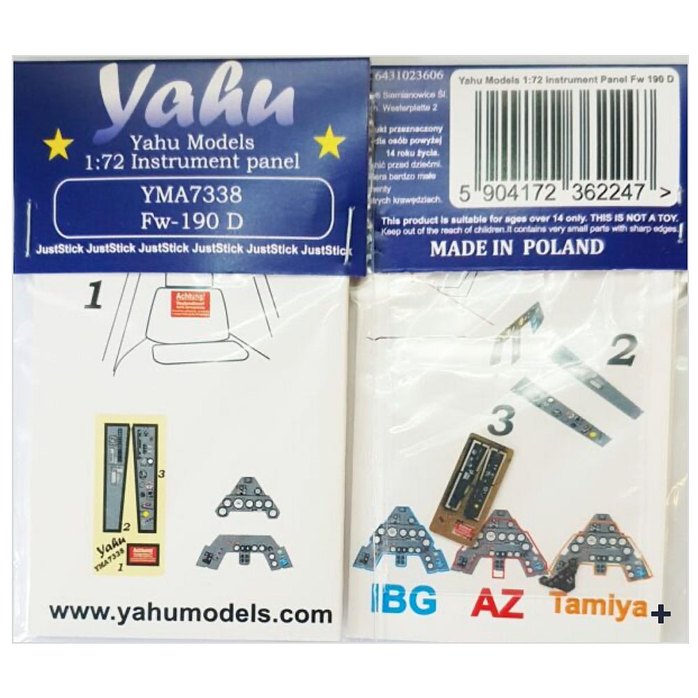 Yahu Models YMA7338 Fw-190D Instrument Panel for IBG 1/72