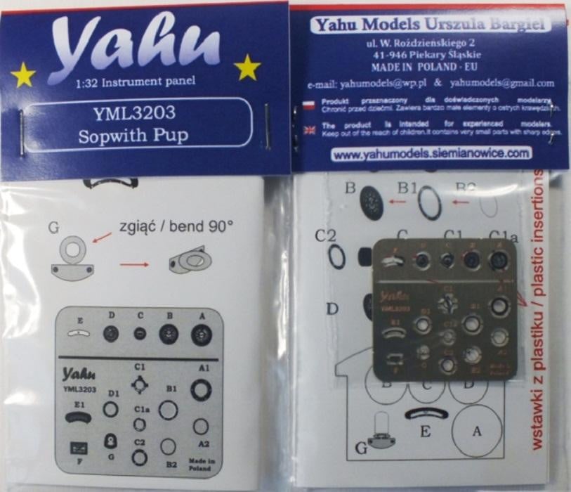 Yahu Models YML3203 1/32 Sopwith Pup Instrument Panel for Wingnut Wings - SGS Model Store