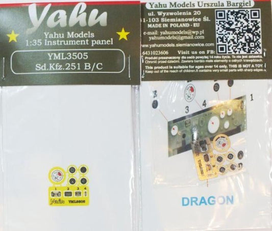 Yahu Models YML3505 1/35 German Sd.Kfz.251 B/C Instrument Panel for Dragon Kits - SGS Model Store