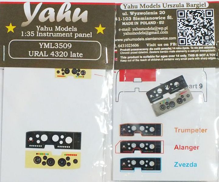 Yahu Models YML3509 1/35 Ural 4320 Late Russian Army Truck Instrument Panel - SGS Model Store