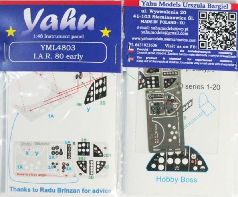 Yahu Models YML4803 1/48 I.A.R. 80 early Instrument Panel - SGS Model Store