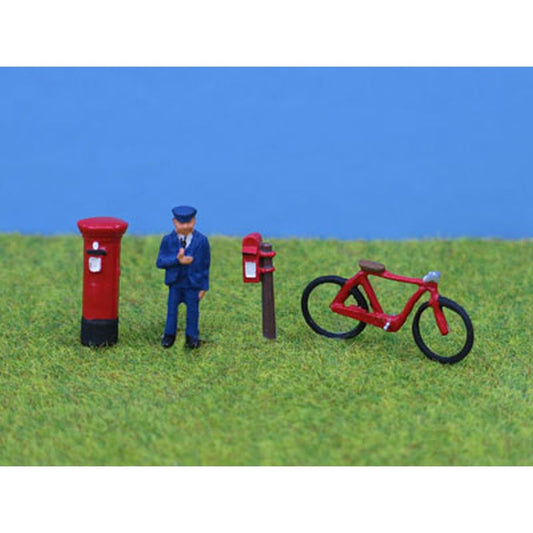 P & D Marsh Z07 Postman Bike & Postboxes Figure Set OO Gauge