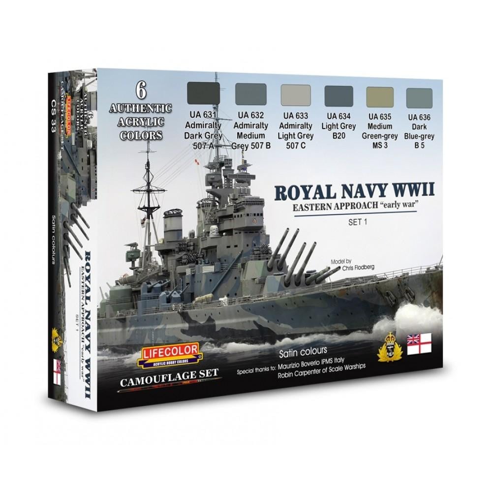 Lifecolor CS33 Royal Navy WWII Eastern Approach - Early War Set 1 acrylic colours - SGS Model Store