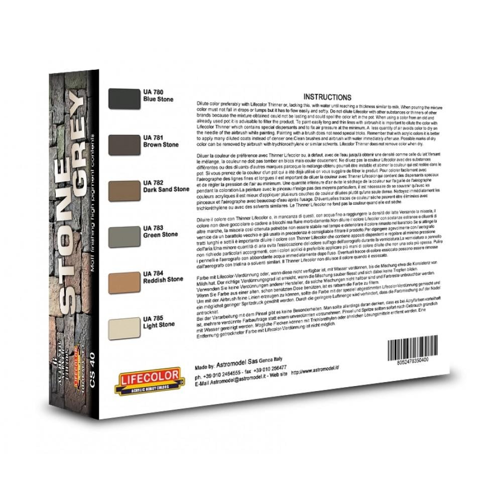 LifeColor CS40 Stone Set (22ml x 6) Acrylic Paints - SGS Model Store