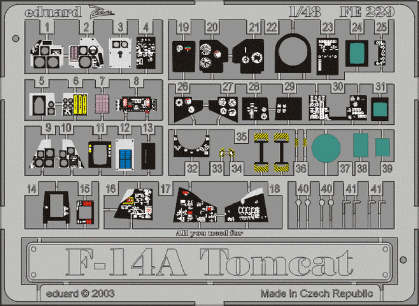 Eduard FE229 1/48 F-14A Tomcat Photo Etched Set for Hasegawa Kits - SGS Model Store