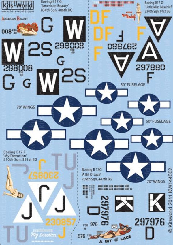Kits-World KW144002 B-17 Flying Fortress Decals 1/144