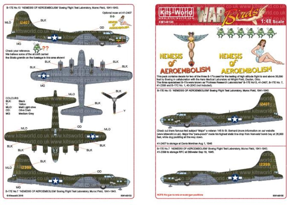 Kits-World KW148150 War Birds B-17E Nemesis of Aeroembolism 1/48