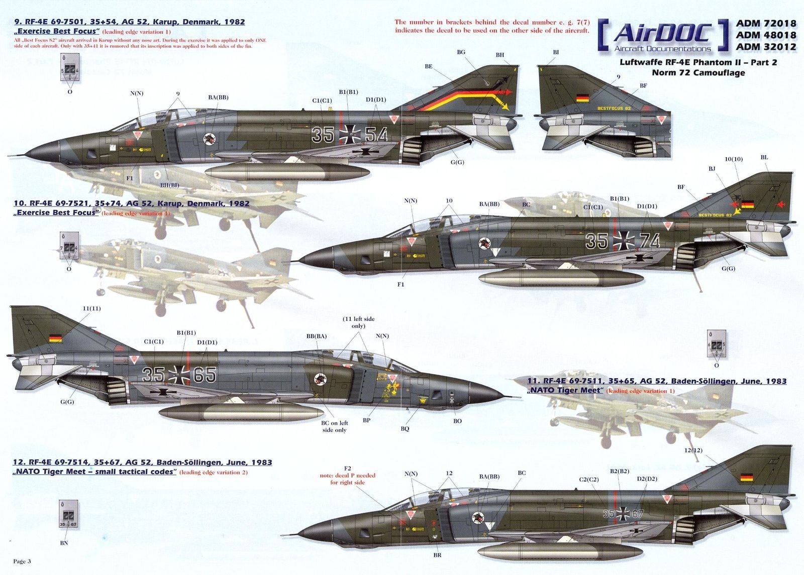 Airdoc ADM48018 1/48 McDonnell RF-4E Phantoms Luftwaffe Part 2 Model Decals - SGS Model Store