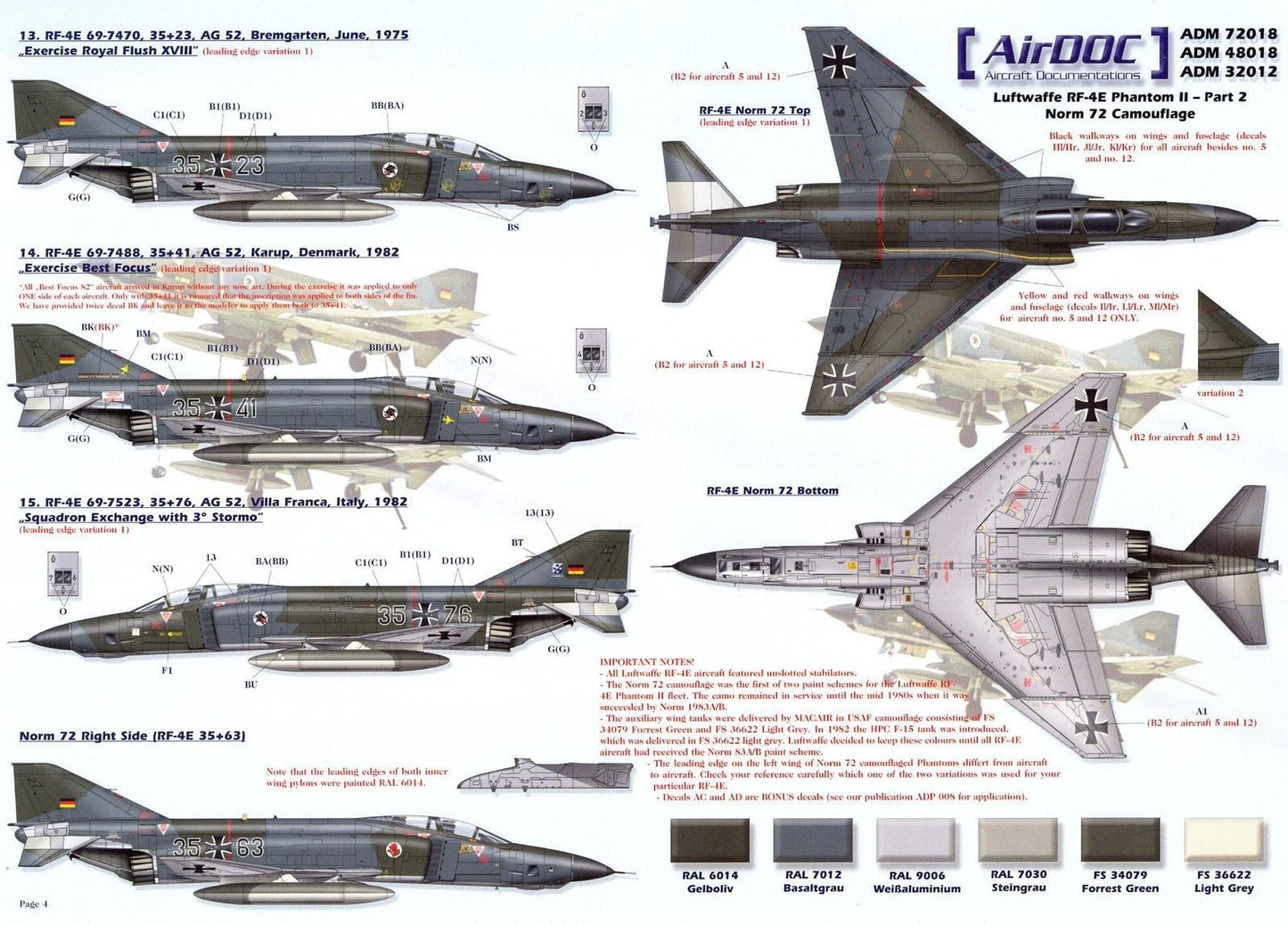 Airdoc ADM48018 1/48 McDonnell RF-4E Phantoms Luftwaffe Part 2 Decals ...